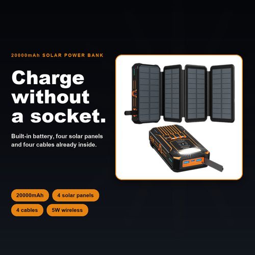20000mAh Solar Power Bank — 50% OFF today only.