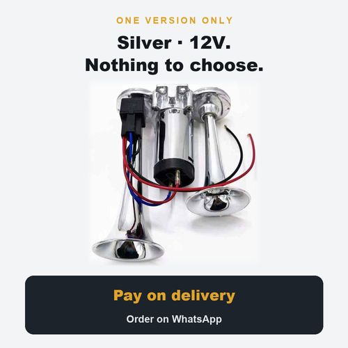 Dual Air Horn — Silver 12V. 50% OFF today only. 🇬🇭