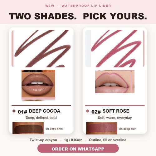 W3W Waterproof Lip Liner — Long-Lasting, Non-Drying, Made for Deep Lips