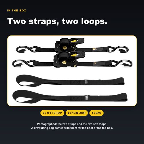 2-Piece Retractable Tie-Down — 25 mm × 3 m. 50% OFF today only.