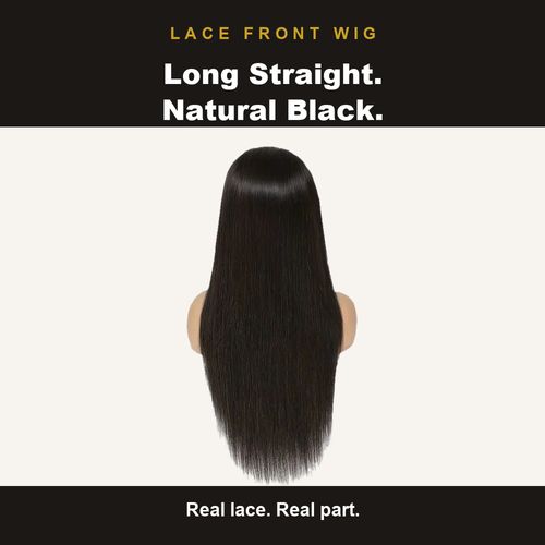 Lace Front Wig — Long Straight, Natural Black. 50% OFF today only. 🇬🇭