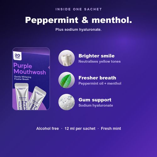 Purple Mouthwash — 20 Sachets. 50% OFF today only.