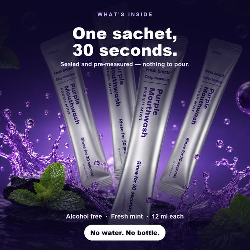 Purple Mouthwash — 20 Sachets. 50% OFF today only.
