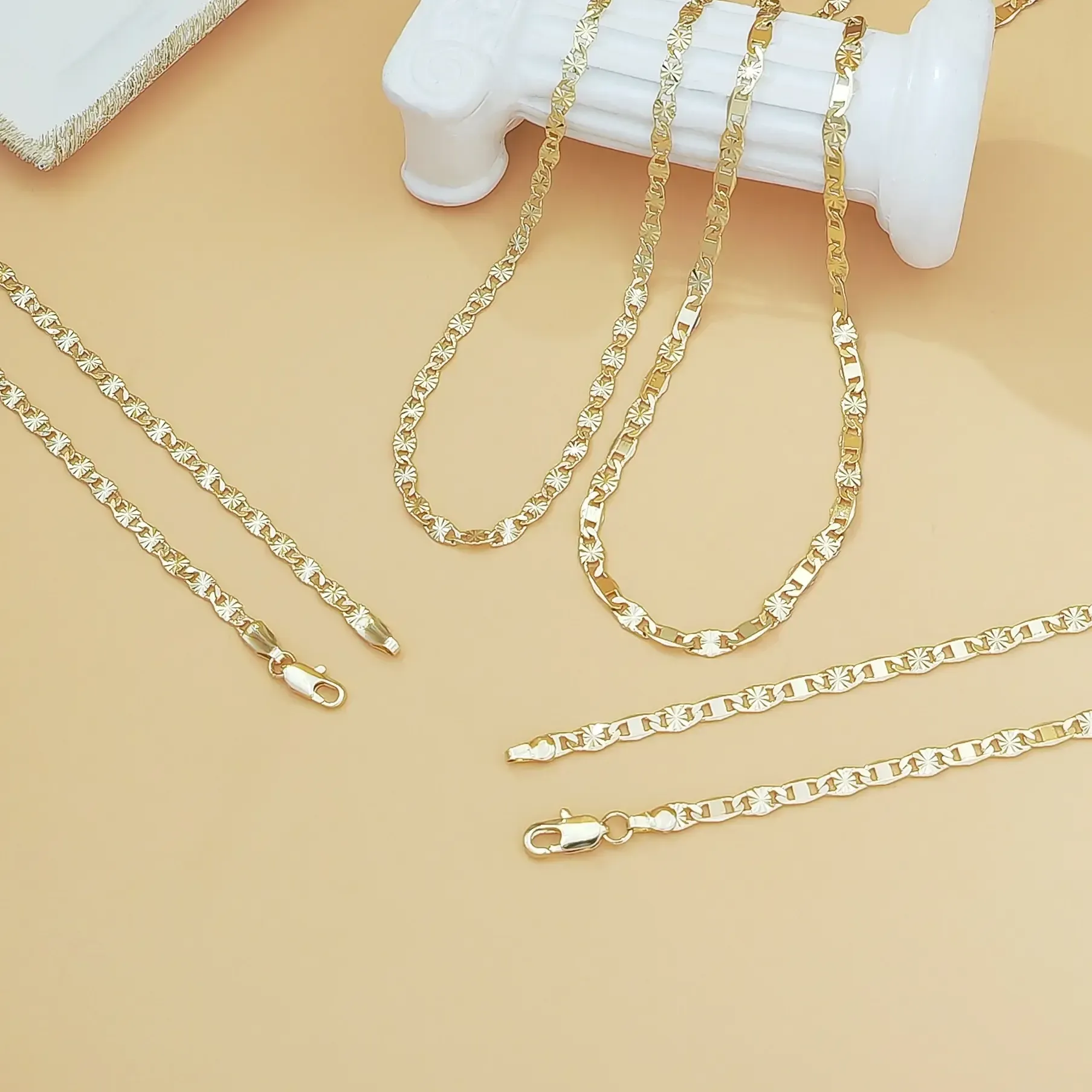 1PC 14K Gold Plated Flat Chain Necklace for Women - Versatile, Elegant & Fashionable - Perfect Gift, High Quality Jewelry for Any Occasio
