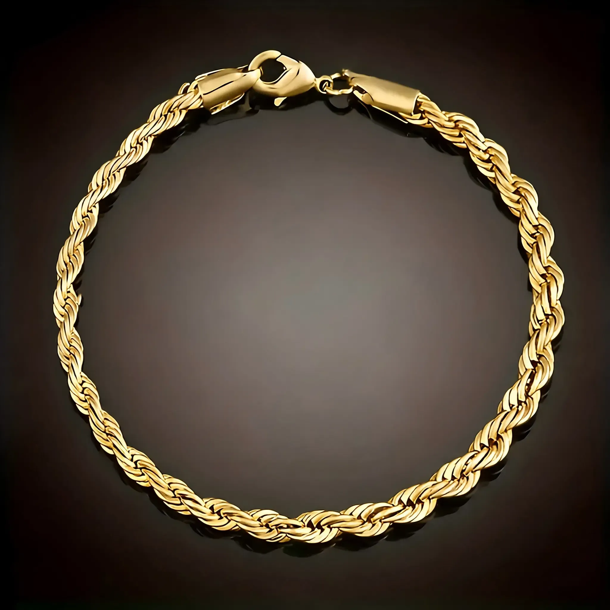 New Luxury 18K Gold-Plated European Classic Twist Necklace & Bracelet Set for Men Women Ideal Bridal Engagement Jewelry Elegant Design Versatile Gift