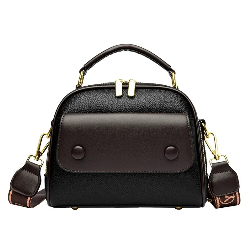 New Color-Block Women's Handbag with Wide Shoulder Strap - Stylish Single Shoulder Crossbody Bag, Minimalist Soft-Sided Tote, Fashionable Casual Multi-Layered Purse, Versatile Daily Bag for Women