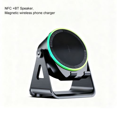 5 IN 1 Wireless Induction Audio Bluetooth Speaker, 360° Rotation Stand with LED, Universal Speaker Stands for Surround Sound&Charger,Portable Desktop Stand Gift for Home, Shower, Outdoors, Travel.
