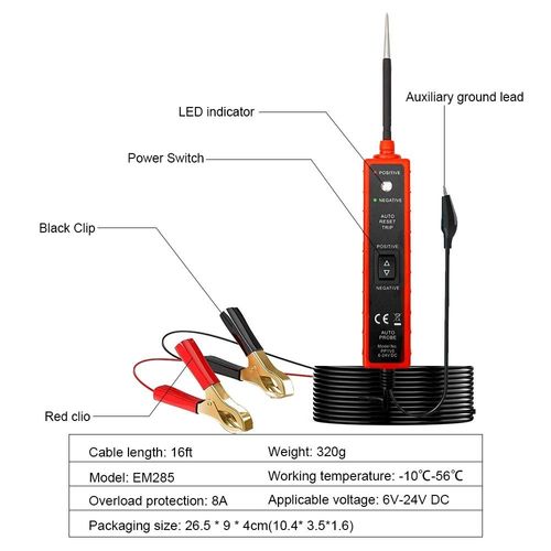 Power Circuit Probe Tester, 6-24V DC Automotive Original Short Circuit Test Light, Automotive Continuity Tester, Professional Car Power Circuit Tester, Car Accessories