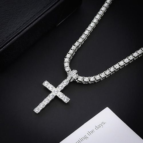 Necklaces for Men, Unisex Cross Necklace, chains, 2025 Trendy Iced Out Charm Necklace, Punk Accessories for Gift without Box