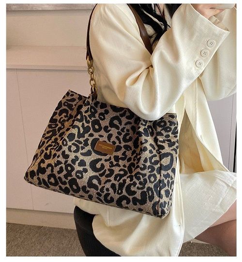 Women's Random Leopard Print Shoulder Bag, 2025 New Style Large Capacity Tote Bag for Work & Daily Used, Personalized Trendy All-match Underarm Bag