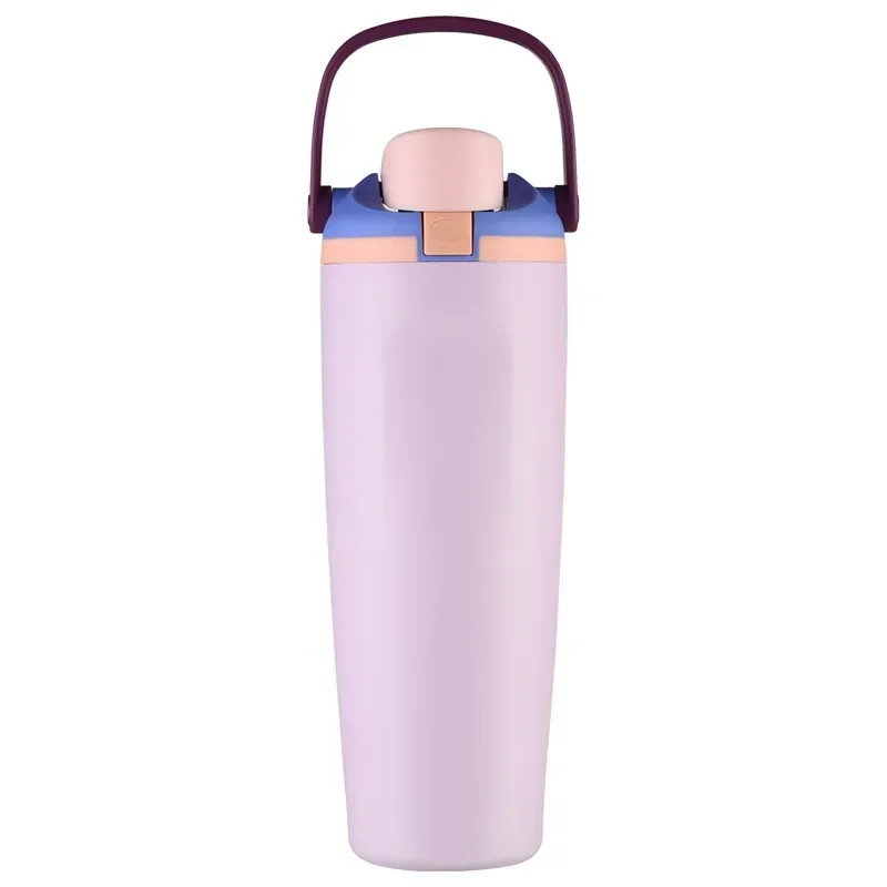 Owalaa 40oz Large Capacity Insulated Cup - 304 Stainless Steel Double-Walled Tumbler with Dual-Drinking Spout & Straw, Portable Handheld Travel Mug for Car & Fruit
