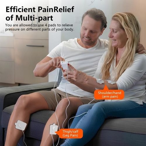 Muscle Massage Unit, 10 Modes Dual Channel, 30 Intensity Levels, Compact Rechargeable Body Massager with 4 Pads