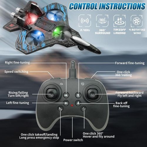 RC Stunt Fighter Jet Toy for Kids with 360° Flips & LED Lights | Easy to Fly Kids Drone