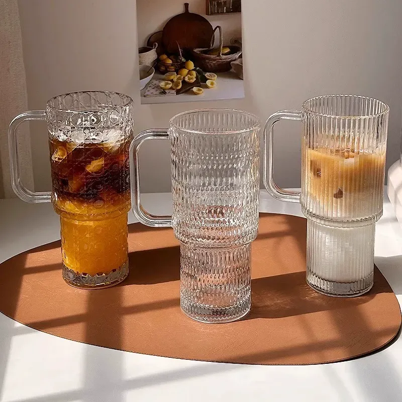 2026 Premium Giant Handle Straw Glass Tumbler  1.5L Large Capacity  Chic Aesthetic for Office Coffee & Daily Use