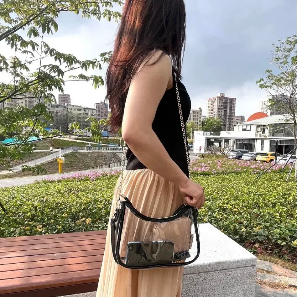 Clear jelly bag, new crescent bag, PVC underarm bag, stylish women's bag, baguette crossbody bag