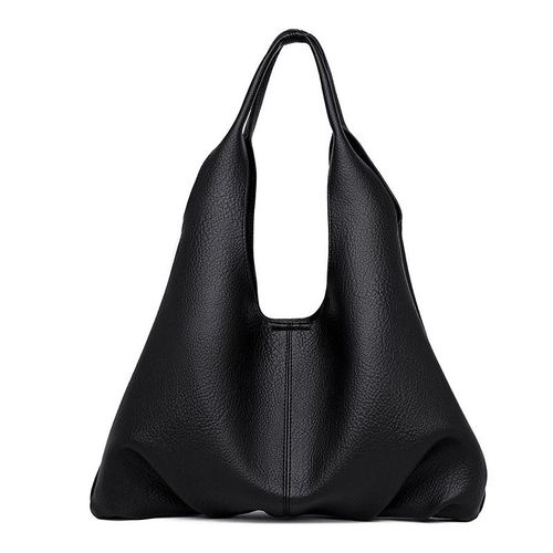 Minimalist soft leather shoulder bag, stylish commuter large-capacity tote bag with matching pouch