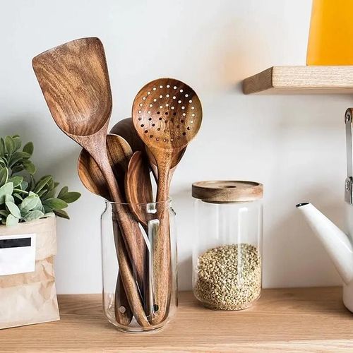 Wooden Utensils Set, 5pcs Non-stick Cooking Utensils, Kitchen Utensils Set for Home Use