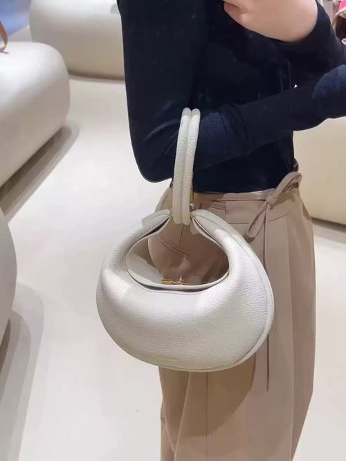 Sophisticated understated-luxury crescent-shaped handbag a versatile solid-color bag perfect for work commuting or everyday use can be carried by hand worn over the shoulder crossbody or tucked under the arm.