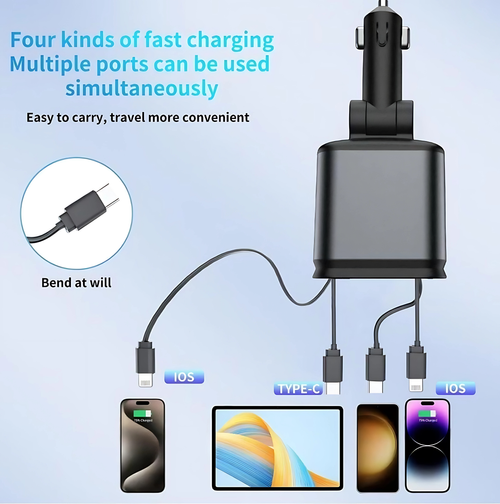 Retractable Star Car Charger with Fast Charging ✨