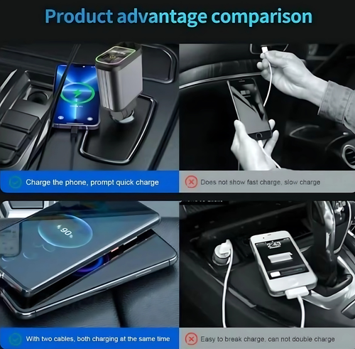 Retractable Star Car Charger with Fast Charging ✨