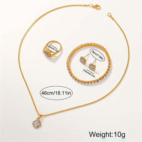 Luxury Women's Quartz Watch & Jewelry Combo Diamond Watch with Ring, Bracelet & Necklace for a Polished Look💘
