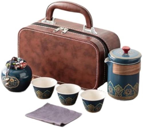 ♨️🍵🚀Portable Kung Fu Tea Set Camping Outdoor Household Tea Set Quick Cup Tea Set Portable Travel Tea Set(Blue)