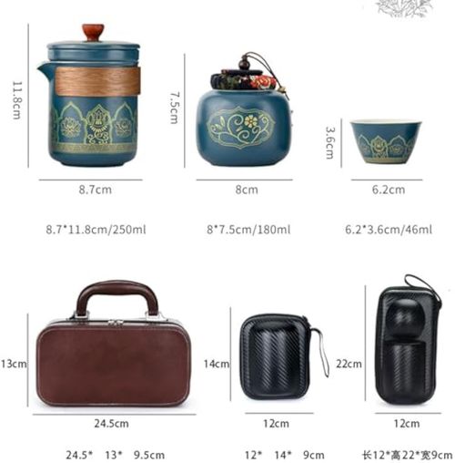 ♨️🍵🚀Portable Kung Fu Tea Set Camping Outdoor Household Tea Set Quick Cup Tea Set Portable Travel Tea Set(Blue)
