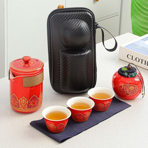 ♨️🍵🚀Portable Kung Fu Tea Set Camping Outdoor Household Tea Set Quick Cup Tea Set Portable Travel Tea Set(Blue)