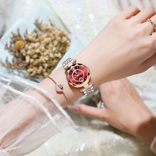 POEDAGAR Luxury Diamond Dress Ladies Watch High Quality Waterproof Rose Gold Luminous Stainless Steel for Women Quartz Watches