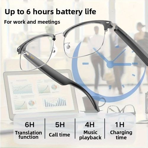Color-changing AI translation glasses, combining communication and eye protection in one. The color-changing lenses automatically adapt to light conditions, with a blue light protection rate of 99.67%. It supports real-time multilingual translation via Bluetooth, has stereo interpretation through the frame, and is easy to operate with touch control. It has a battery life of 6 hours, suitable for both daily eye protection and cross-border communication.