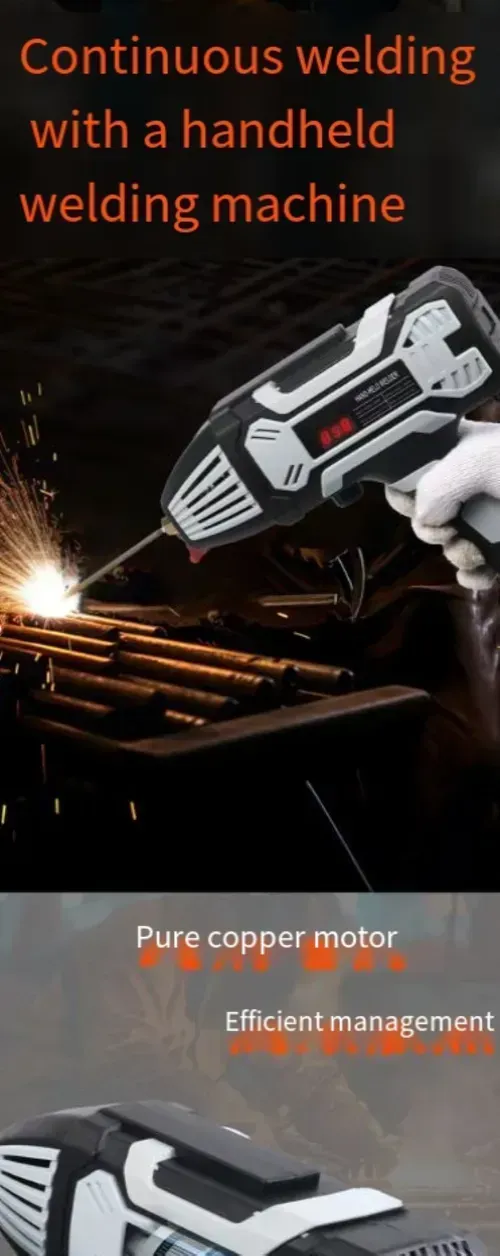Industrial-grade handheld welding machine, with ergonomic design for portability and ease of operation. The arc is stable, the molten depth is sufficient, it is fully copper-compatible, and the ignition is quick. Multiple protective measures ensure safety and reliability. The accessories are complete and ready to use upon opening the box. It is an efficient welding tool for metal processing and equipment maintenance scenarios.