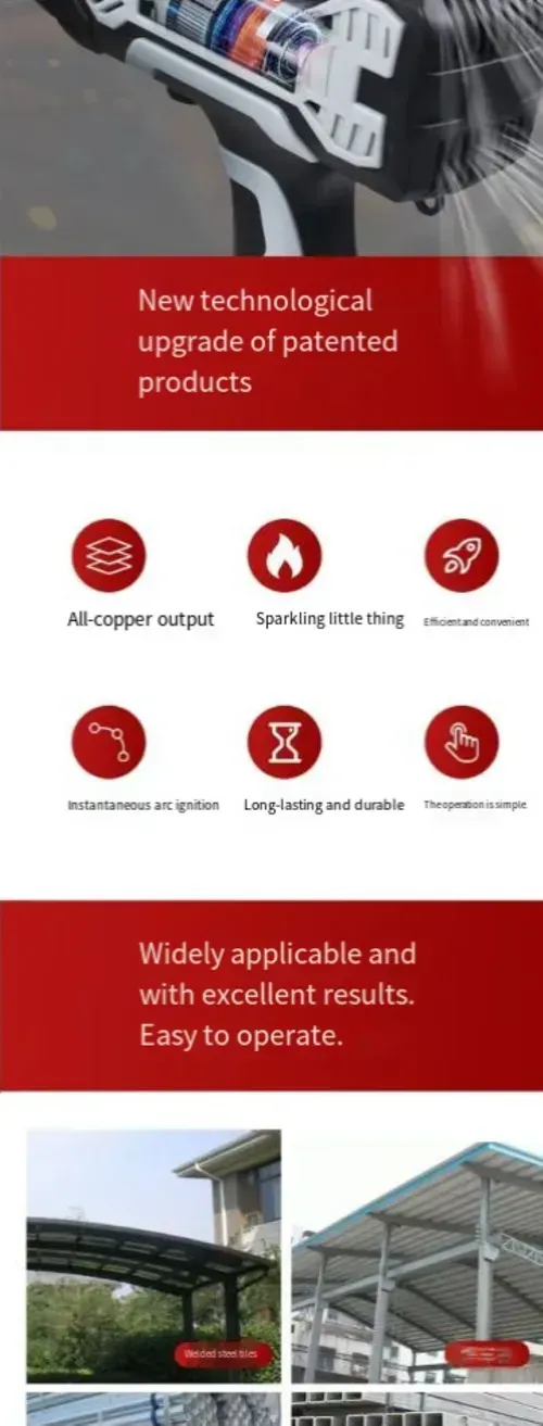 Industrial-grade handheld welding machine, with ergonomic design for portability and ease of operation. The arc is stable, the molten depth is sufficient, it is fully copper-compatible, and the ignition is quick. Multiple protective measures ensure safety and reliability. The accessories are complete and ready to use upon opening the box. It is an efficient welding tool for metal processing and equipment maintenance scenarios.