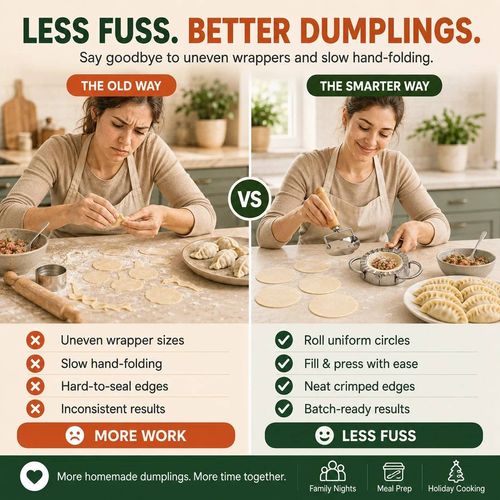 🥟 Stainless Steel Dumpling Maker & Dough Cutter Set – Roll, Fill, Press & Seal with Ease