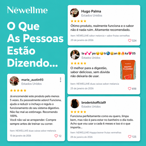 NEWELLME Happy Cleanse – Suplemento em Pó com Superalimentos, Probióticos, Enzimas Digestivas e Moringa – Probióticos e Prebióticos para Limpeza e Saúde Intestinal e Apoio à Imunidade🌿