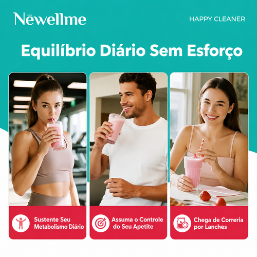 NEWELLME Happy Cleanse – Suplemento em Pó com Superalimentos, Probióticos, Enzimas Digestivas e Moringa – Probióticos e Prebióticos para Limpeza e Saúde Intestinal e Apoio à Imunidade🌿