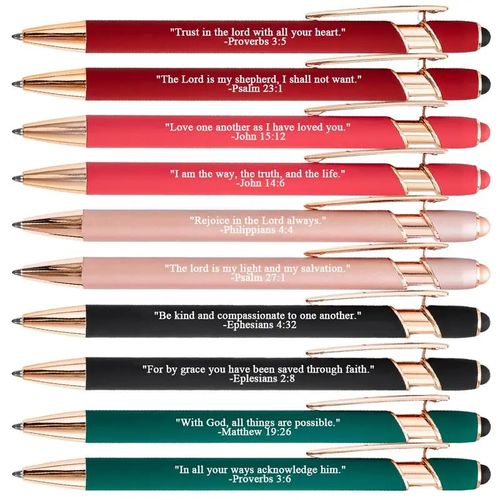 Find Daily Strength: Premium Comfort Bible Verse Pens – 10pcs（One of each color）