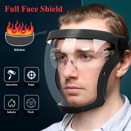 Full Face Shield - Clear durable plastic, outdoor and kitchen use, safe labour protection