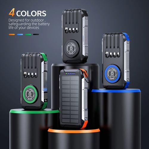 Cross-border 30000mAh magnetic with cable solar charging treasure wireless charging outdoor three defense fast charging mobile power