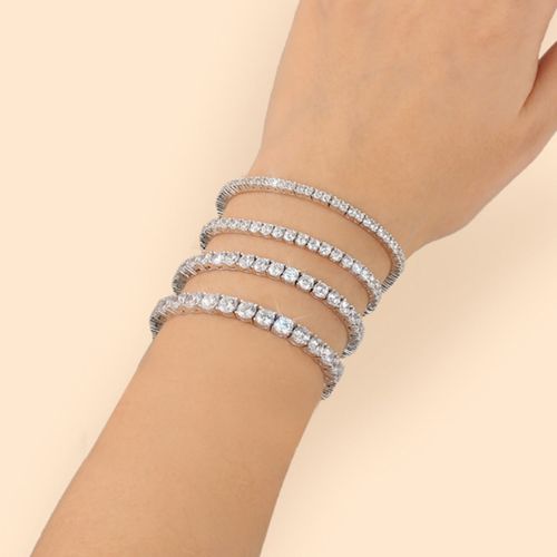 3mm Cubic Zirconia 925 Sterling Silver Bridal Wedding Jewelry 14K White Gold Plated Women Men Diamond 5A CZ Tennis Bracelets