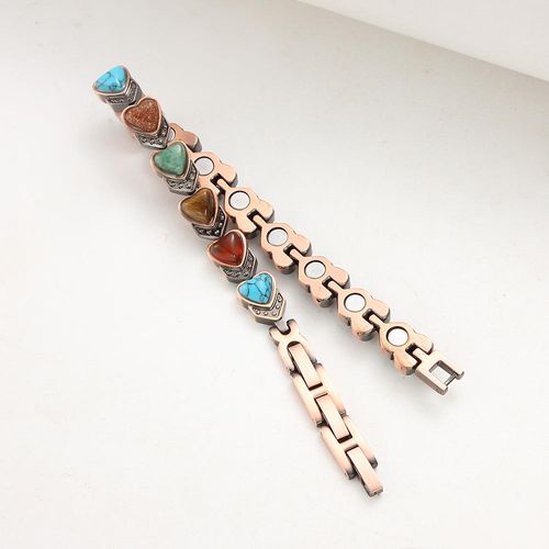 2025 Vintage Copper Health Magnetic Love Heart Shape Bracelet Fashionable