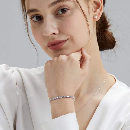 3mm Cubic Zirconia 925 Sterling Silver Bridal Wedding Jewelry 14K White Gold Plated Women Men Diamond 5A CZ Tennis Bracelets