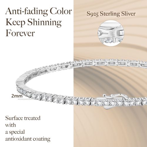 3mm Cubic Zirconia 925 Sterling Silver Bridal Wedding Jewelry 14K White Gold Plated Women Men Diamond 5A CZ Tennis Bracelets