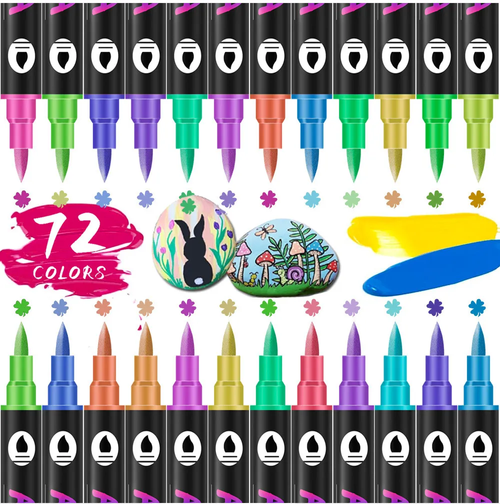 Dual Tip Acrylic Paint Pen Marker - 72 Colors