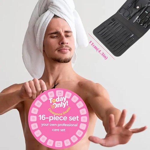 🔥2 free headbands🔥 Good-looking Foldable Stainless Steel Nail Clipper 16pcs Set