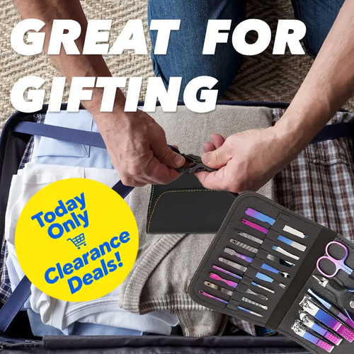 🔥2 free headbands🔥 Good-looking Foldable Stainless Steel Nail Clipper 16pcs Set