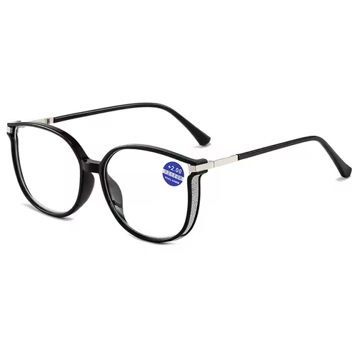 Fashion Luxury Women Big Frame Reading Glasses Rhinestones Square Anti Blue Light Black Eyeglasses Frames