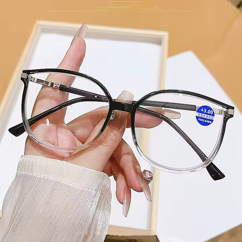 Fashion Luxury Women Big Frame Reading Glasses Rhinestones Square Anti Blue Light Black Eyeglasses Frames