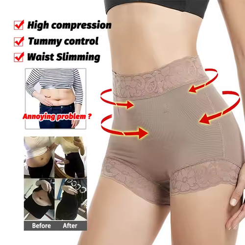 3XL Plus Size Invisible Women Shaping Lace Panties Shaper Pink Black High Compression