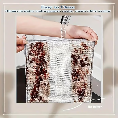 20 pcs, Hot Sale Non-Scratch Wire Dishcloth Silver Wire Mesh Knit Cleaning Cloth Wire Dish Washing Rags