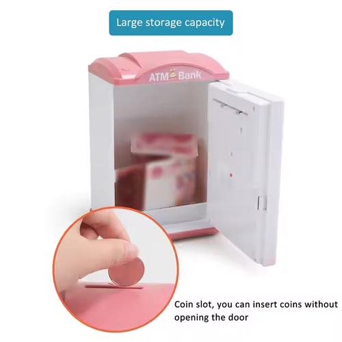 Electronic Piggy Bank ATM Password Money Box Cash Coins Saving ATM Bank Safe Box Auto Scroll Paper Banknote Gift Money Bank